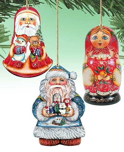 Designocracy Nesting Matreshka Holiday Ornaments, Set of 3