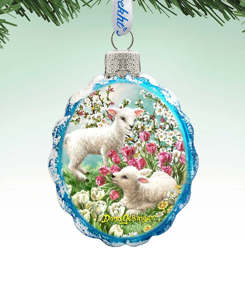 Designocracy Holiday Lambs Mercury Holiday Ornament