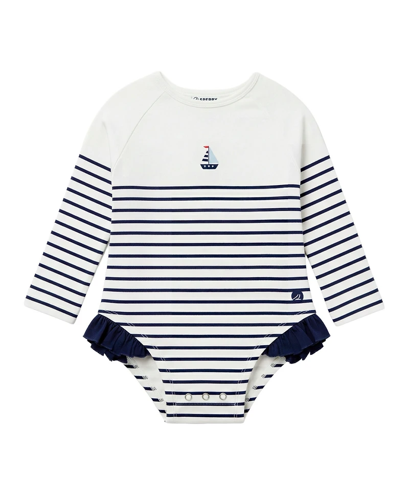 Sperry Baby Girls' Striped One-Piece Swimsuit, Hat and Sunglasses, 3-Piece Set