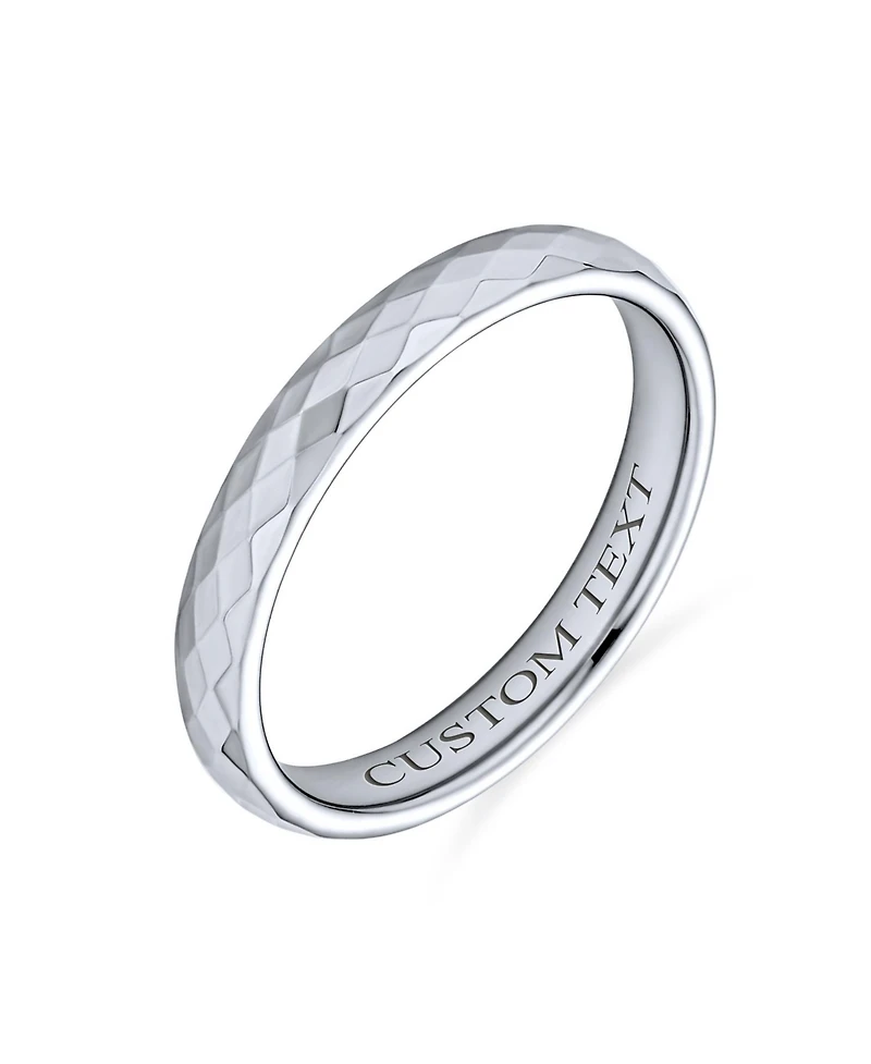 Bling Jewelry Multi Faceted Prism Cut Titanium Band Rings Silver Tone Comfort Fit 3MM