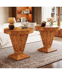 Tribesigns Round Side Table Set of 2, 23.62-Inch Pedestal End Table