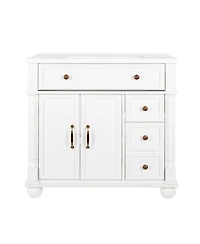 Sillysis 36" Bathroom Vanity with Sink, Medieval Modern Solid Wood Roman Base, Flip Drawer Adjustable Storage, Easy Clean-Sillysis