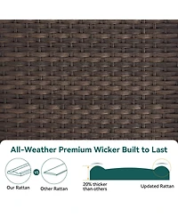 Gymojoy 5-Piece Wicker Patio Conversation Set with 6-inch Olefin Cushions Patio Swivel Chair with Ottoman