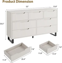gaomon 7-Drawer Dresser for Bedroom, 55" Wide Freestanding Wooden Storage Chest for Living Room & Entryway