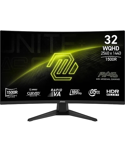 Msi Mag 321CQF E18 31.5" 16:9 Wqhd 180Hz Curved Va Lcd Hdr Gaming Monitor