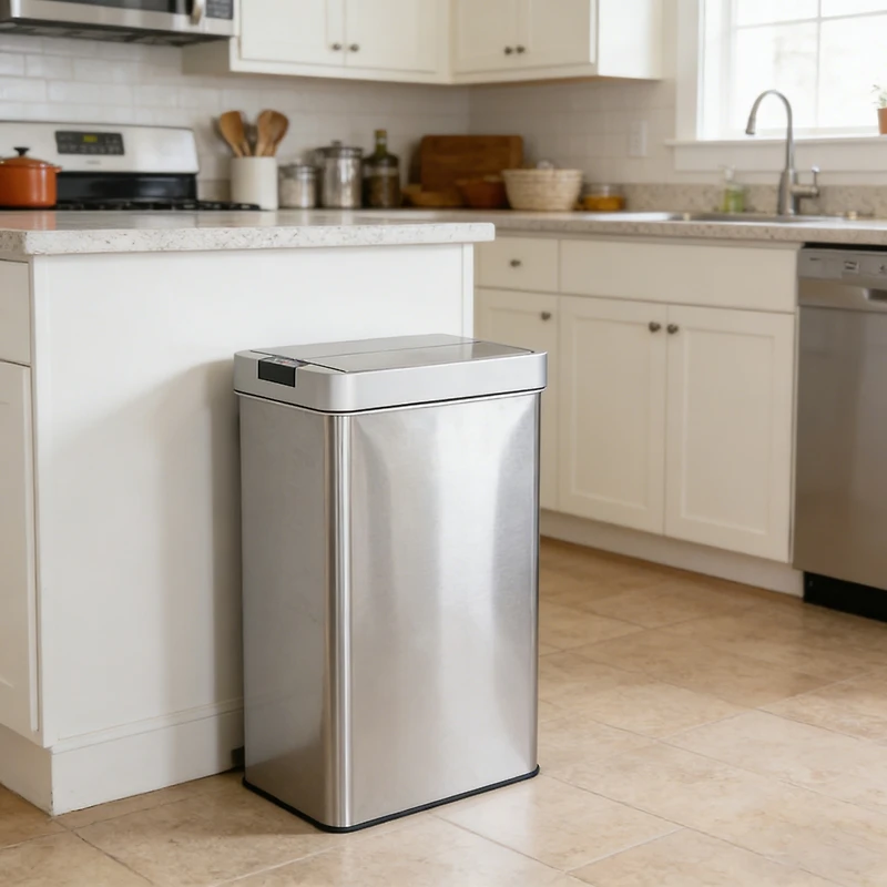 Mega Casa 16 Gallon Stainless Steel Slim Motion Sensor with Butterfly Lid Trash Can