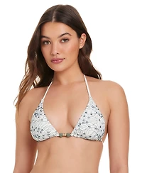 Red Carter Women's V-Neck Embroidered Bikini Top