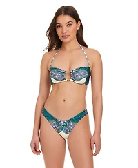 Red Carter Women's Solar Power U-Ring Bandeau-Neck Bikini Top