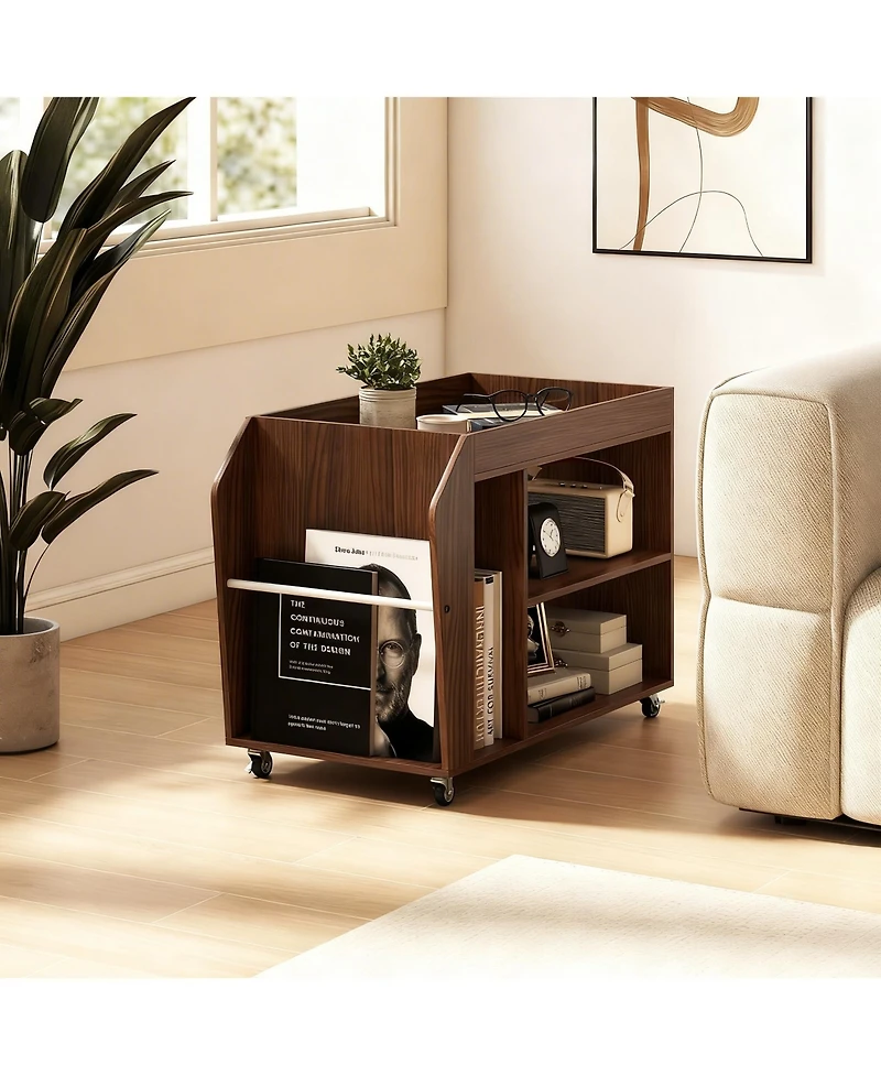 Yigii 4-wheel rolling storage rack for living room, study room, bedroom