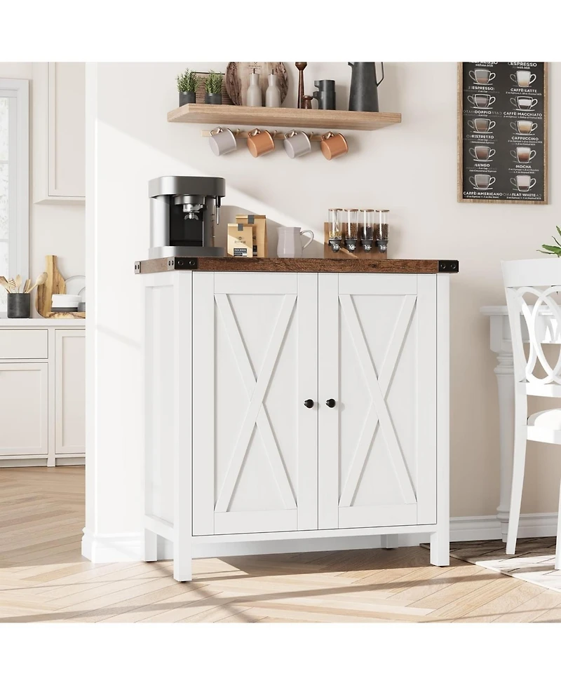 gaomon Small Storage Cabinet 2 Piece, Farmhouse Sideboard Buffet with 2 Doors & Adjustable Shelves, Entryway Console Cabinet for Living Room