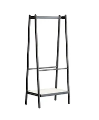 Rainsken Trapezoid Solid Oak Wood Clothes Rack, Standing Garment Racks with Shelves for Hanging Clothes