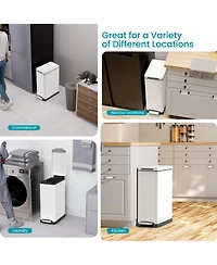 Home Zone Living 12 Gallon Slim Stainless Steel Kitchen Trash Can with Step Pedal and Soft Close Lid