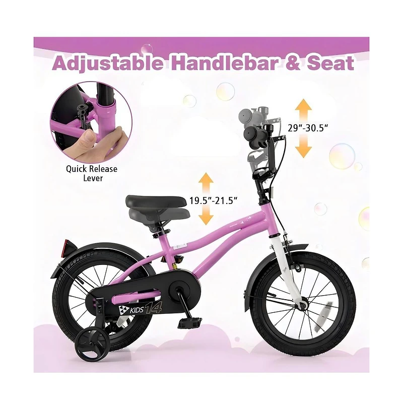 Hongge Kids Bike 14 Inch Children Training Bicycle with 2 Brake for 3-5 Years Old