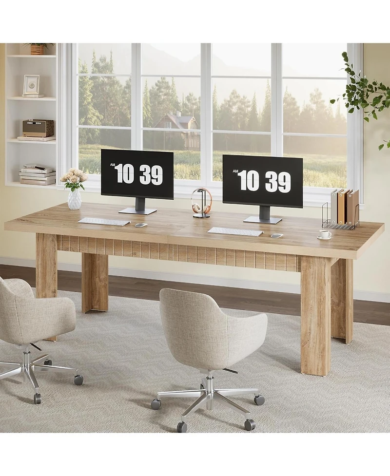 Tribesigns 79 Inch Double Desk for Two People, Extra Long Computer, Modern Wooden Desk for Home Office