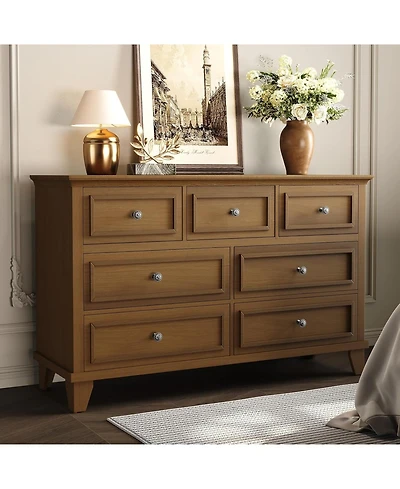 gaomon Modern 7-Drawer Wooden Dresser with Deep Storage and Metal Handles – Bedroom Chest of Drawers