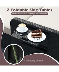 Gymax Set of 2 Pe Wicker Outdoor Daybed w/4-Level Adjustable Backrest Storage Ottoman