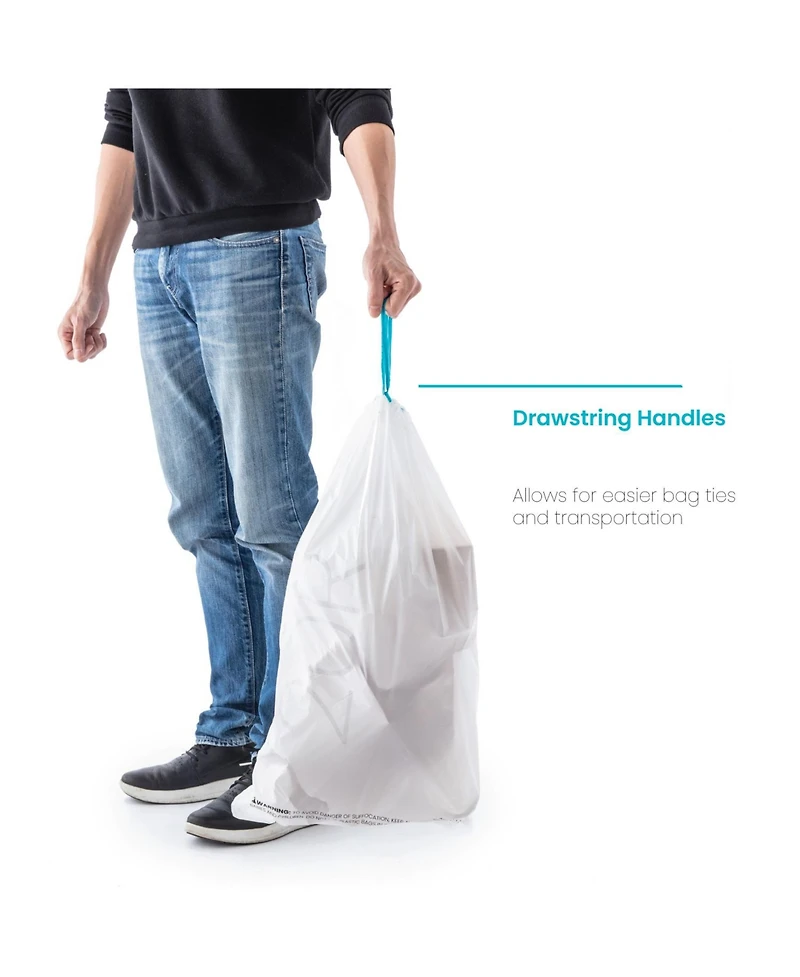 Home Zone Living Code 20R Drawstring Kitchen Trash Bags Custom Fit for 5 Gallon Recycling Bins, 60-Count