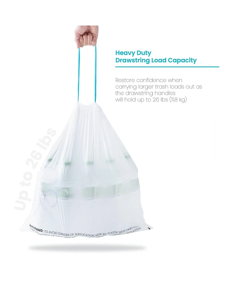 Home Zone Living Code 30R Drawstring Kitchen Trash Bags Custom Fit for 8 Gallon Recycling Bins, 60-Count