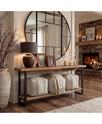 Tribesigns Solid Wood Live-Edge Console Table for Entryway, Farmhouse 63-Inch Narrow Long Sofa Table Behind Couch