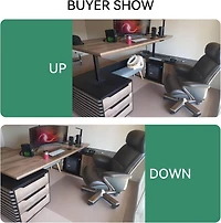 logicfox Adjustable Height L Shaped Executive Standing Desk with Drawers Business Workstation