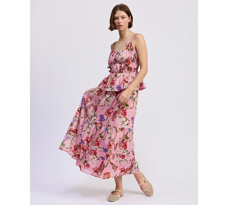 En Saison Women's Celeste Printed Pull-On Maxi Skirt