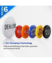 Gse Games & Sports Expert Set of 6 Professional Little Blind, Big Blind, Missed Blind, Kill, Reserved, Dealer Puck Buttons