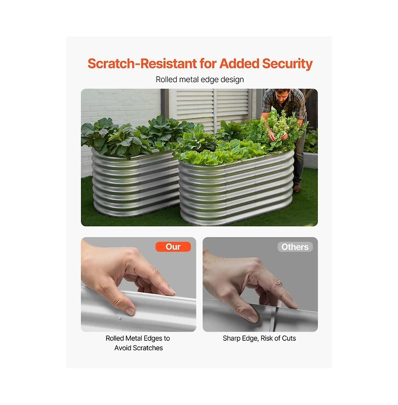 Slickblue 4x2x2 ft Oval Metal Raised Garden Bed Galvanized Steel