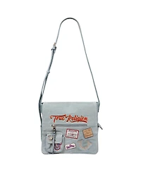 True Religion Multi Patch Denim Messenger Bag