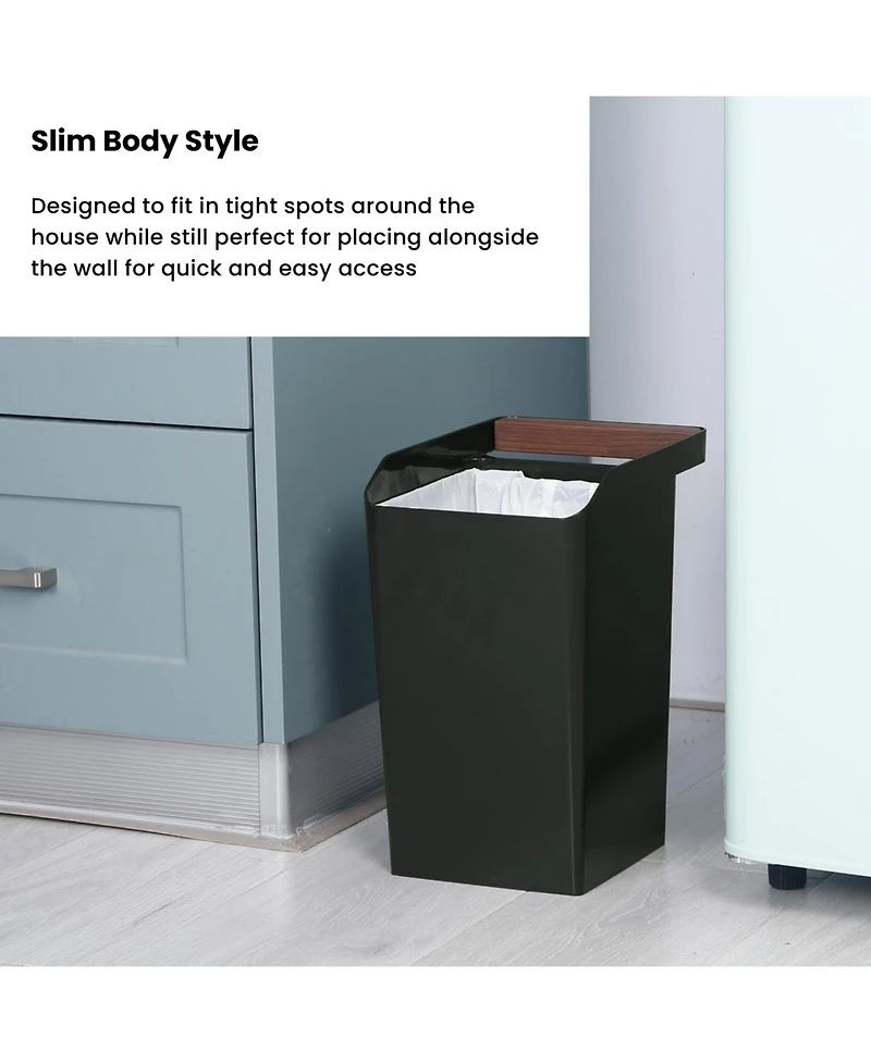 Home Zone Living 2-Pack 2 Gallon Small Square Trash Cans with Open Top and Handle