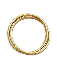 Bling Jewelry Omega Snake Cobra Wide Bangle Twisted Bracelet Set Gold Black Plated Steel