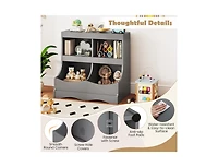 Slickblue 4-Cubby Kids Toy Storage Organizer and Bookcase