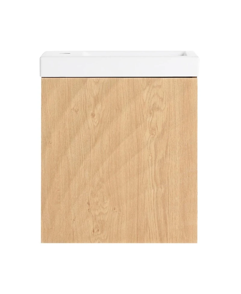 Sillysis Wall Mounted Bathroom Vanity with Resin Sink, Modern 3D Shell Pattern & Soft Close Door, 18.5" Compact Cabinet for Small Bathrooms