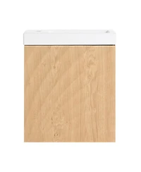 Sillysis Wall Mounted Bathroom Vanity with Resin Sink, Modern 3D Shell Pattern & Soft Close Door, 18.5" Compact Cabinet for Small Bathrooms