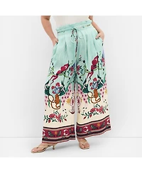 City Chic Women's Athena Dreamscape Print Wide Leg Pant