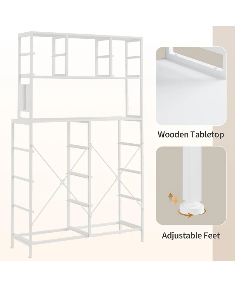 gaomon 12-Drawer Dresser with Power Outlet & Open Shelves - Led Light Wood Top Metal Frame Fabric Dresser for Bedroom, Hallway