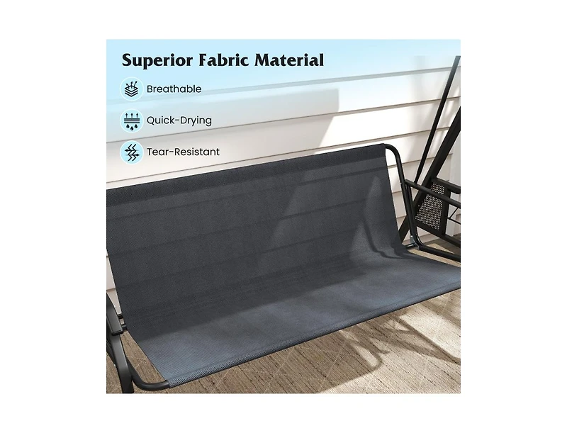 Slickblue 3 Seat Patio Swing with Adjustable Canopy and Trays