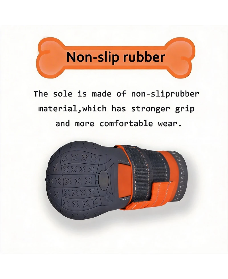 Dog Boots with Reflective Straps for Large Dogs - Anti-Slip, Durable, Comfortable
