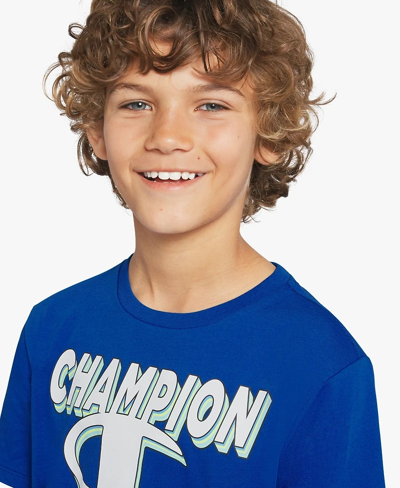 Champion Boys' Short-Sleeve Round Neck Graphic T-Shirt