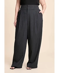 Eloquii Women's Corset Pinstripe Wide Leg Trouser