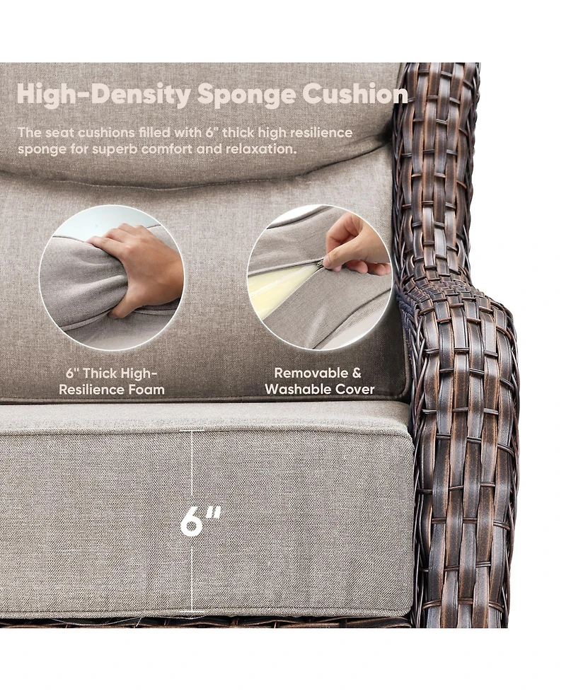 Gymojoy 4 Piece Patio Furniture Set with Fire Pit Table, Swivel Rocker Chair, Seat Sofa, Seats Outdoor Conversation for Lawn Garden Backyard