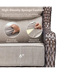 Gymojoy 4 Piece Patio Furniture Set with Fire Pit Table, Swivel Rocker Chair, Seat Sofa, Seats Outdoor Conversation for Lawn Garden Backyard