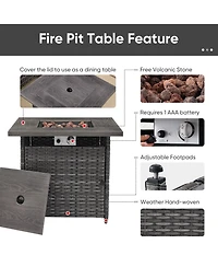 Gymojoy 4 Piece Patio Furniture Set with Fire Pit Table, Swivel Rocker Chair, Seat Sofa, Seats Outdoor Conversation for Lawn Garden Backyard