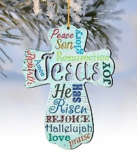 Designocracy 2 Piece Jesus Cross Easter Wood Ornament Set