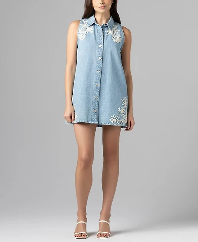 Blank Nyc Women's Embroidered Sleeveless Flared Swing Dress