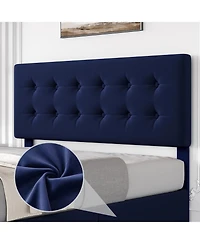 Gaomon Full Size Upholstered Bed Frame with 4 Storage Drawers, Adjustable Linen Headboard, Button Tufted Platform, No Box Spring Needed