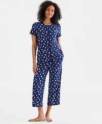 Charter Club Women's 2-Pc. Cotton Printed Cropped Pajamas Set