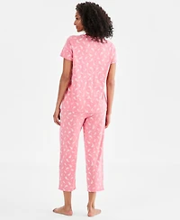 Charter Club Women's 2-Pc. Cotton Printed Cropped Pajamas Set