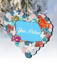 Designocracy Coastal Heart Picture Frame Ornament Set of 2