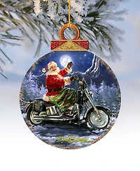 Designocracy by Dona Gelsinger Santa Motorcycle Rider Ornament, Set of 2