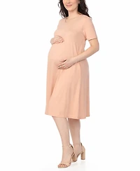 White Mark Women's Maternity Short-Sleeve A-Line Dress